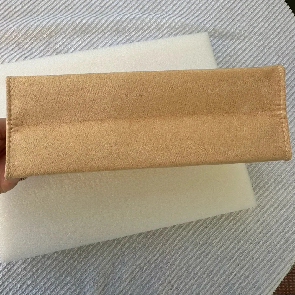 Michael Michael Kors Suede Tan Cosmetic Beauty Zipper Bag 8 1/2” X 6 1/4” X 3”